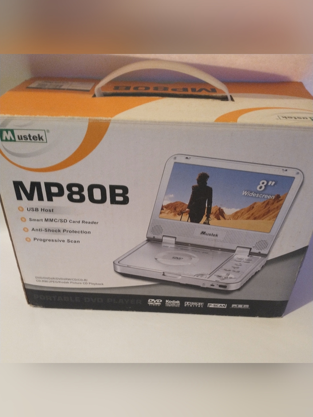 Mustek MP80B 8in Display Portable DVD/CD Player With Battery Pack Tested